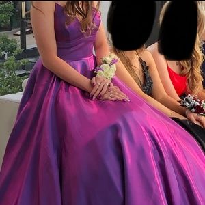 Sherri Hill purple iridescent prom dress
